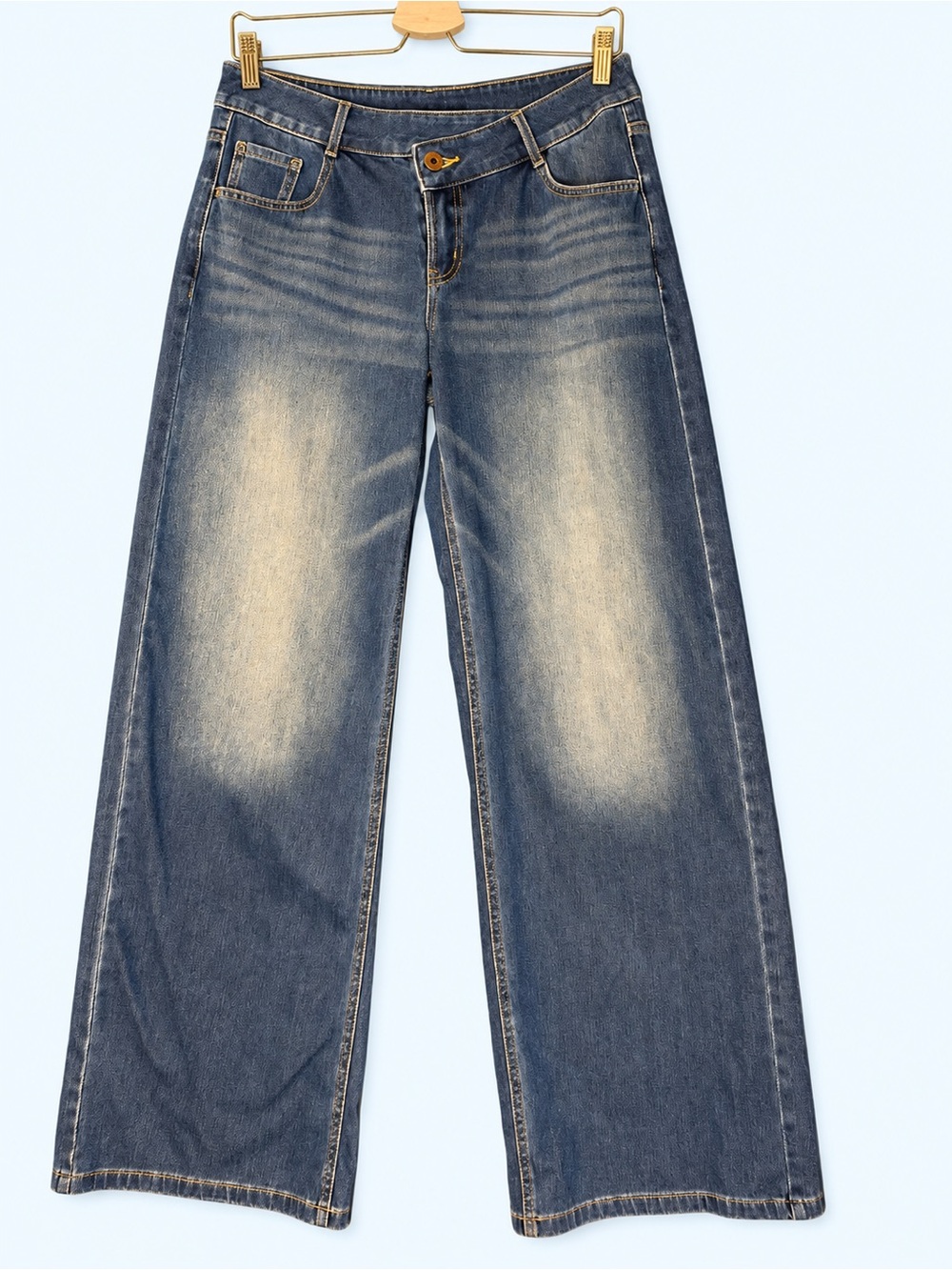 Halara Flex Baggy Wide Leg Jeans S Tall Blue Low Rise Stretch Denim